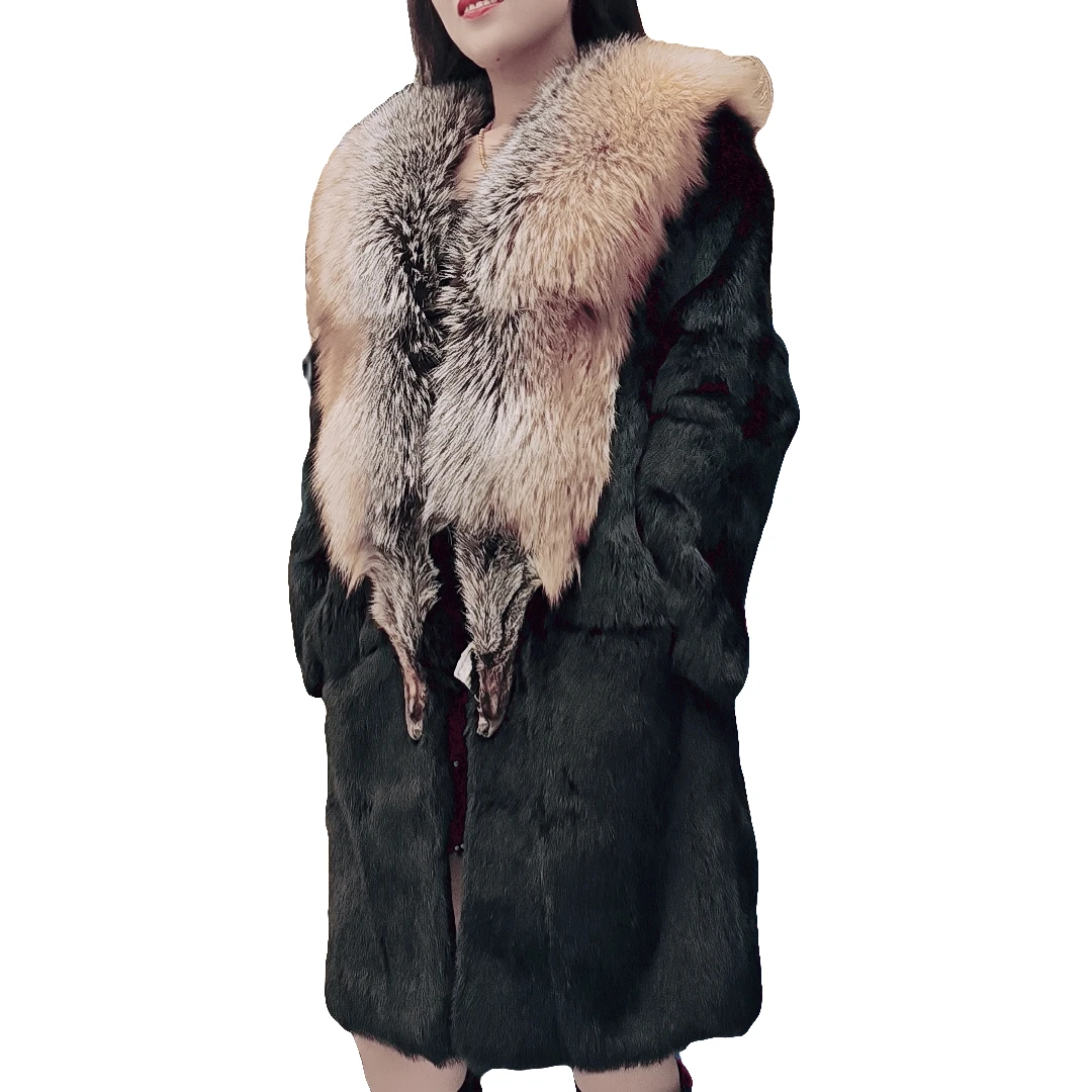 高端女士冬季中长款狐狸大毛领秋冬气质百搭女外套时尚轻奢