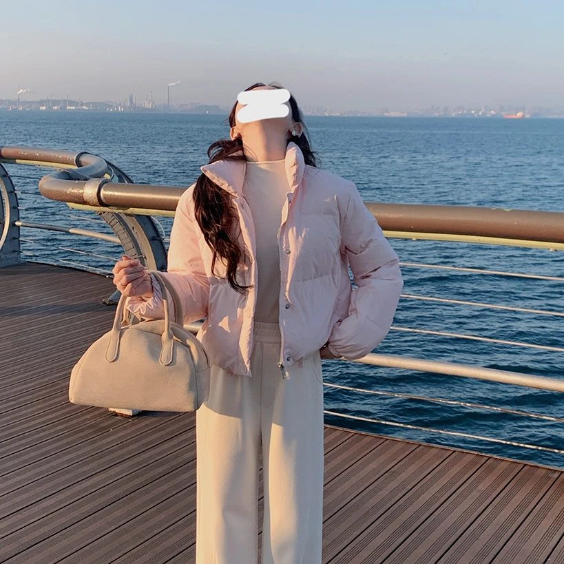 佐佐家小个子 90白鸭绒立领短款羽绒服女冬季加厚保暖面包服外套