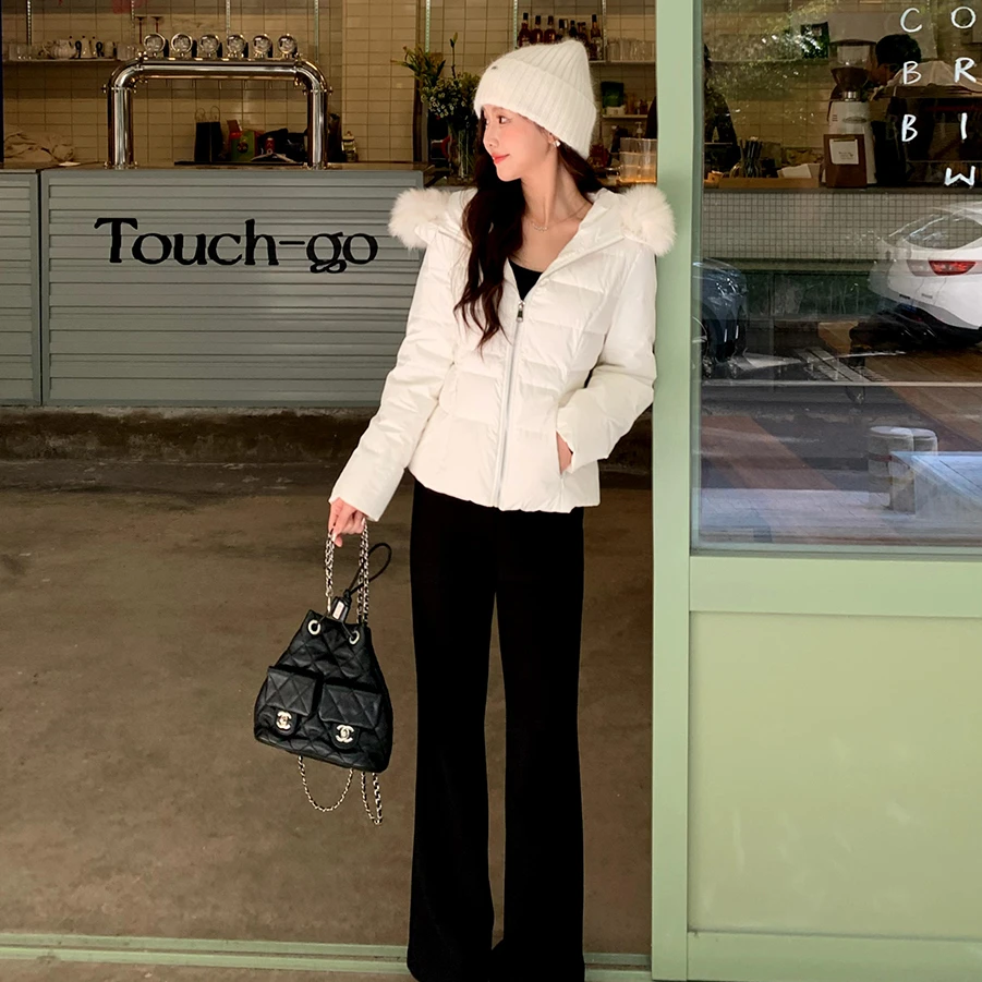 佐佐家垂感加绒保暖微喇休闲裤女冬季直筒修身显瘦裤子马蹄裤