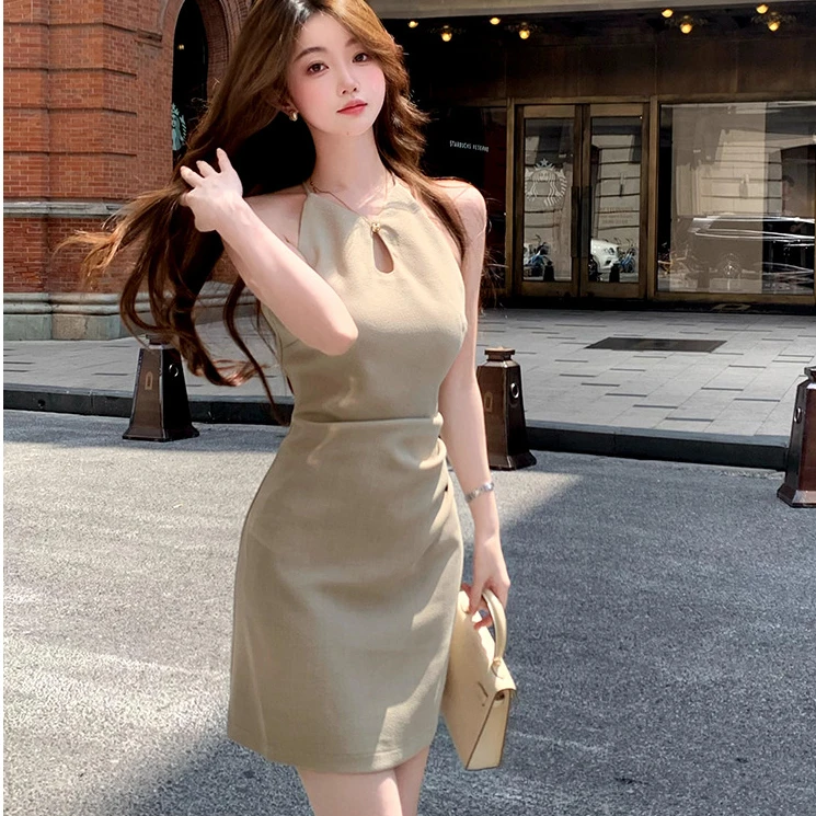 佐佐家小个子 法式镂空气质收腰连衣裙女秋季修身显瘦长短款裙子