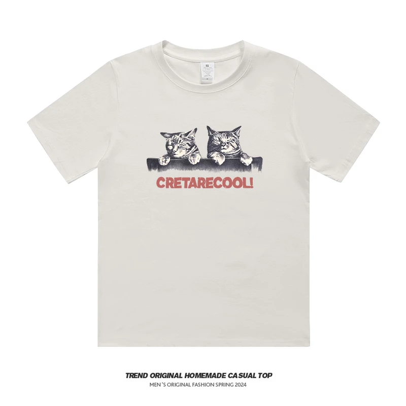 【T恤系列】睡猫 230g精梳棉男女同款短袖