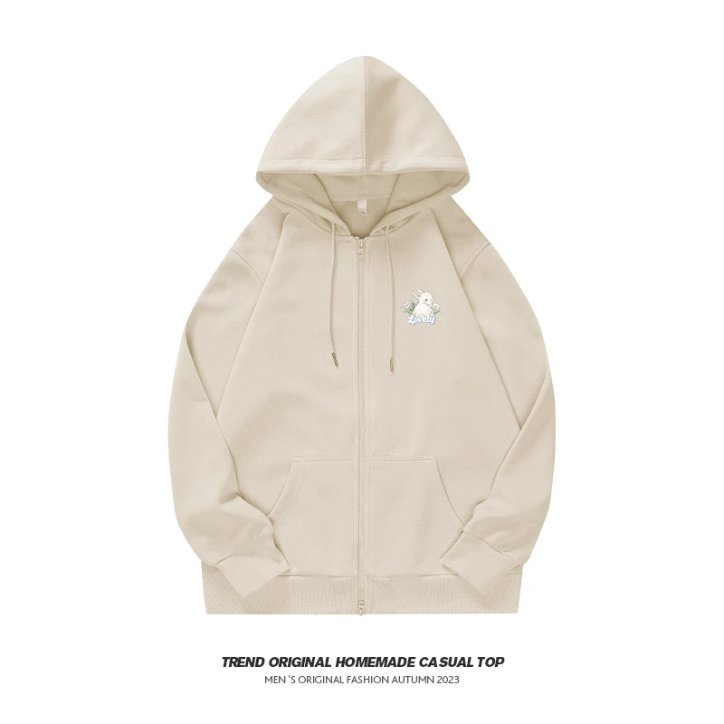 【外套系列】奶白兔 拉链开衫帽衣 男女同款穿搭