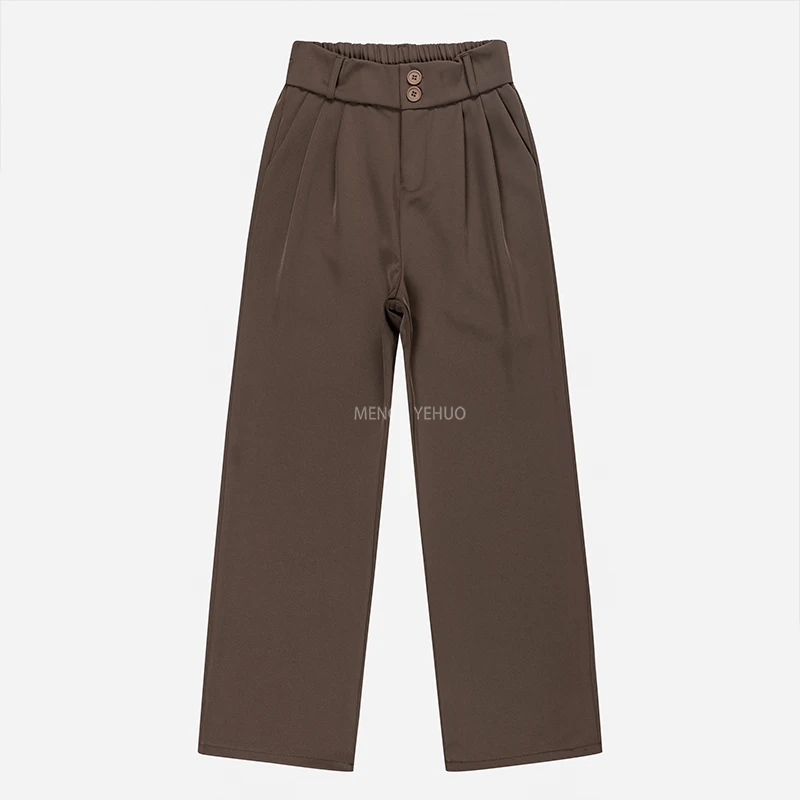 X【长裤系列】阔腿高腰双扣 直筒西裤