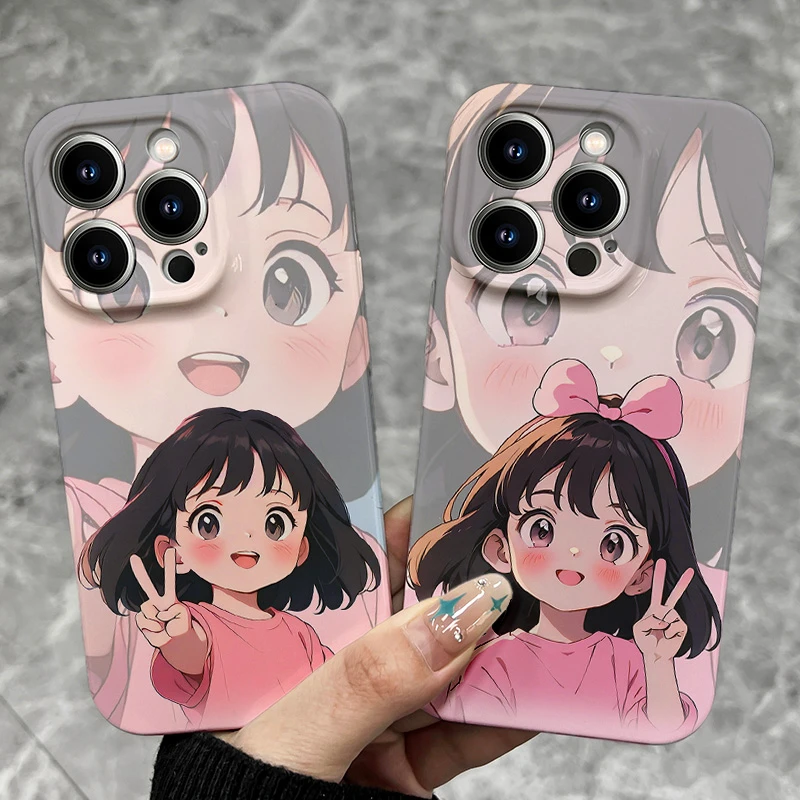 开心比耶女孩iPhone14promax苹果13/12/11菲林手机壳华为oppo小米