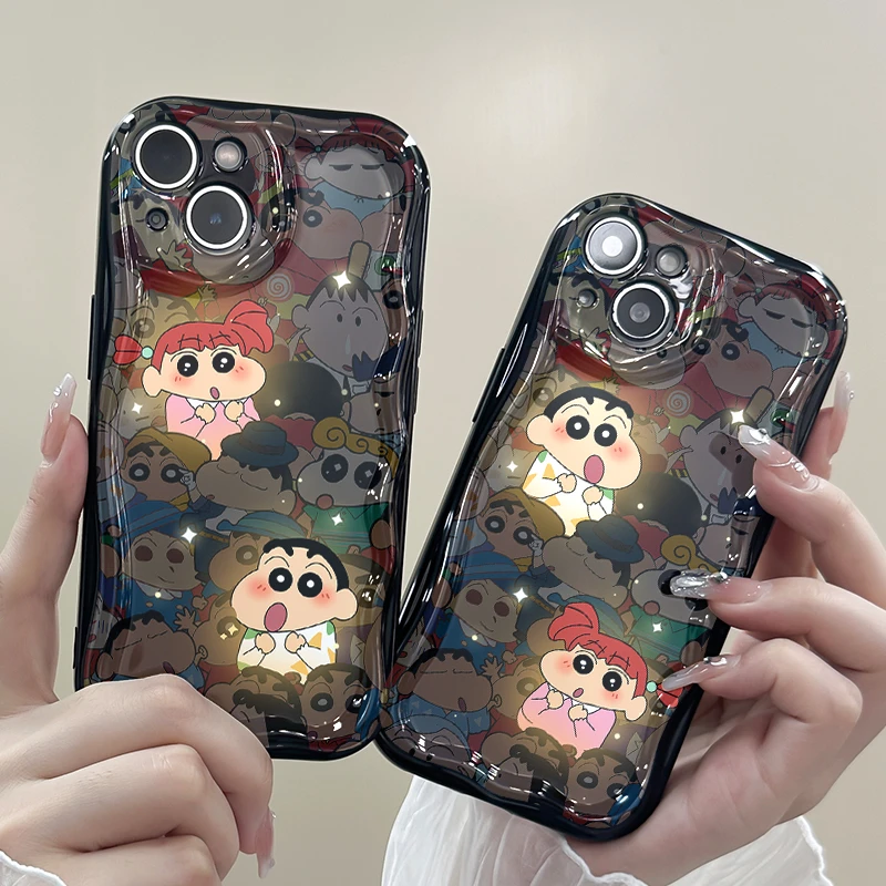 妮妮望小新iPhone14promax苹果13黑色奶油壳华为oppo小米vivo套