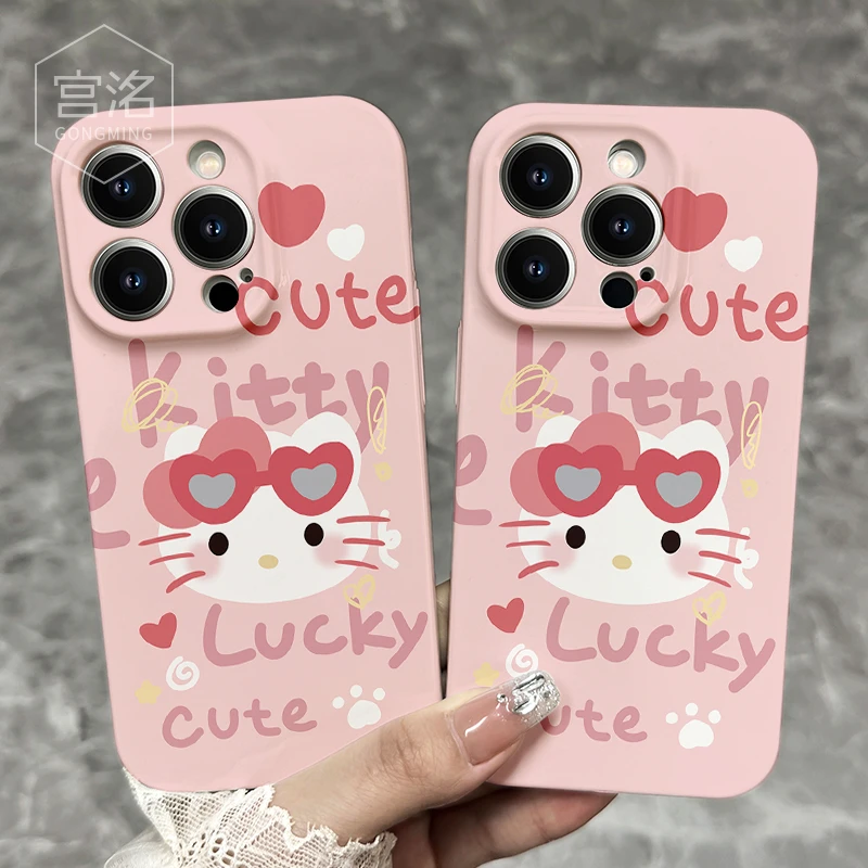 爱心凯蒂猫iPhone14promax苹果13/12/11菲林手机壳华为oppovivo套