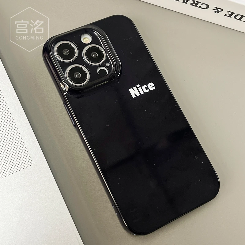 黑色nice iPhone14promax苹果13/12/11菲林手机壳华为oppo可爱