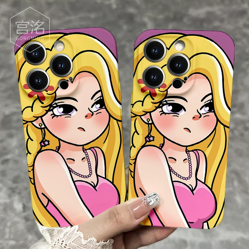 生气芭比女孩全包简约苹果14菲林壳iphone13promax/12/11手机壳xr