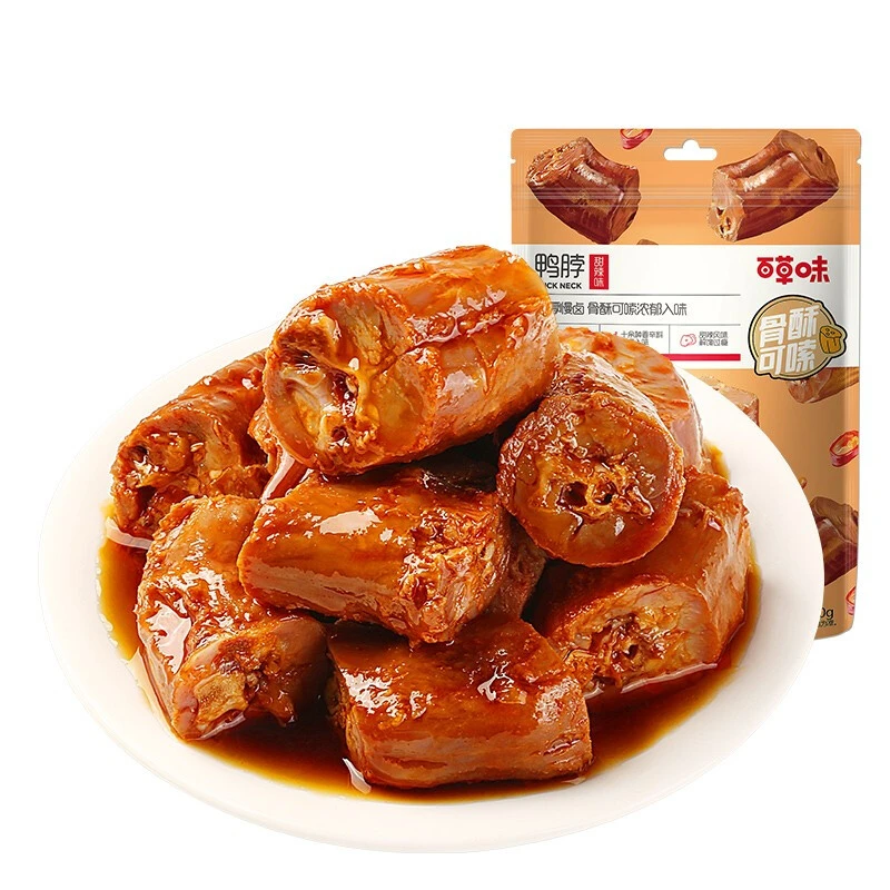 百草味 鸭脖170g*2袋甜辣味五香味解馋小零食露营即食鸭肉