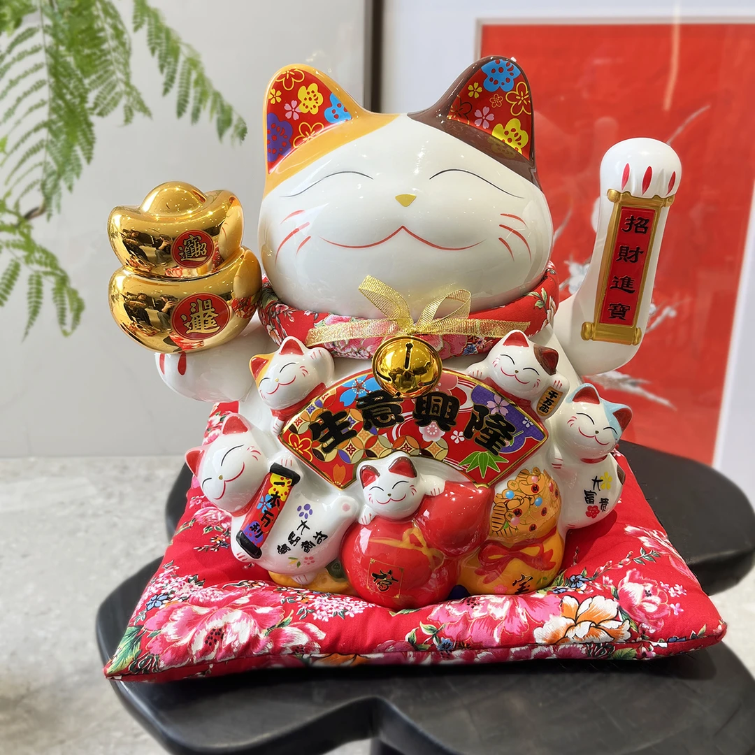 招财猫生意兴隆陶瓷摆件开业礼品店铺前台办公室发财猫装饰品高档