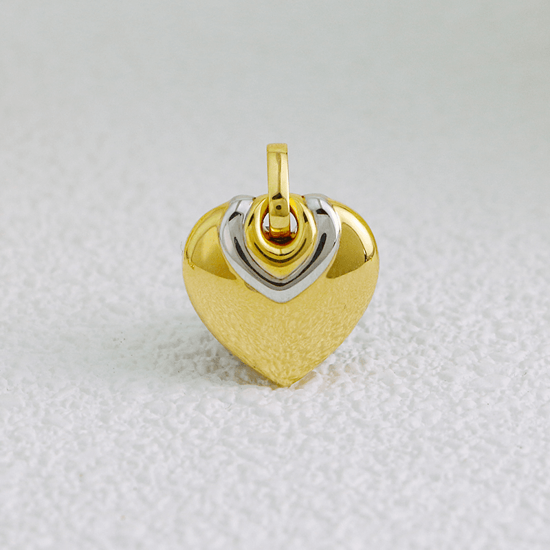 【言真珠宝】18K金双色爱心万能扣吊坠复古时尚挂坠