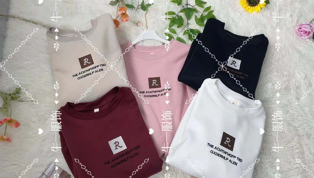 6613女士圆领刺绣字母卫衣 -A119