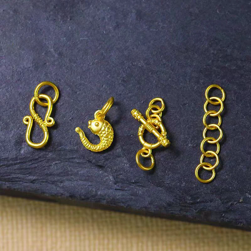 品牌足金古法实心黄金OT扣头小鱼扣头S扣头凤凰扣头手链配件尾扣