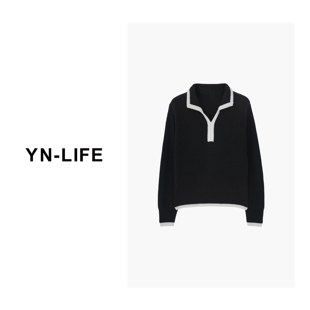 YN-LIFE高定针织polo领毛衣YNGY235010