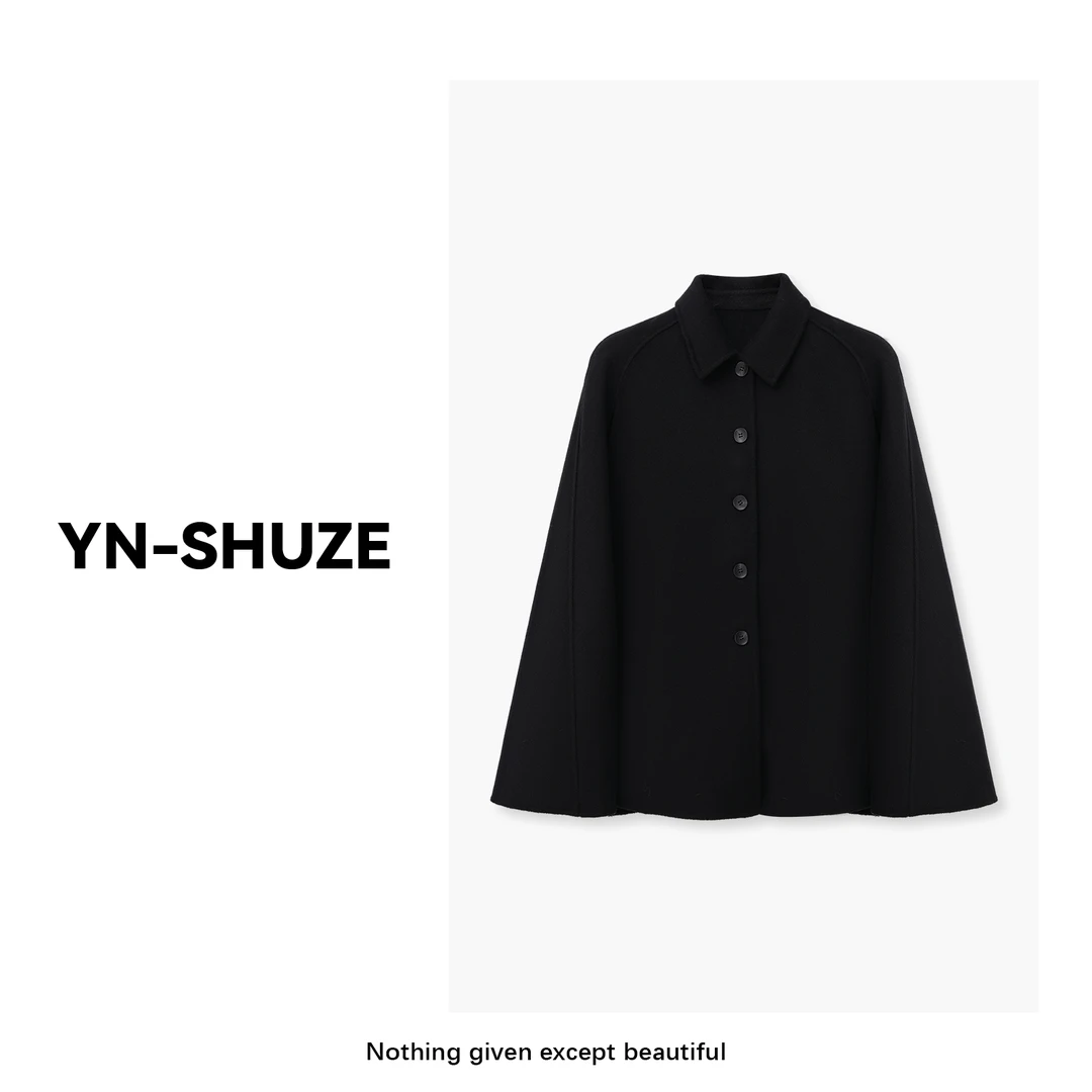 YN-SHUZE【玛黑旅人】高定100羊毛斗篷型翻领毛呢外套SZ-YNB-ED012