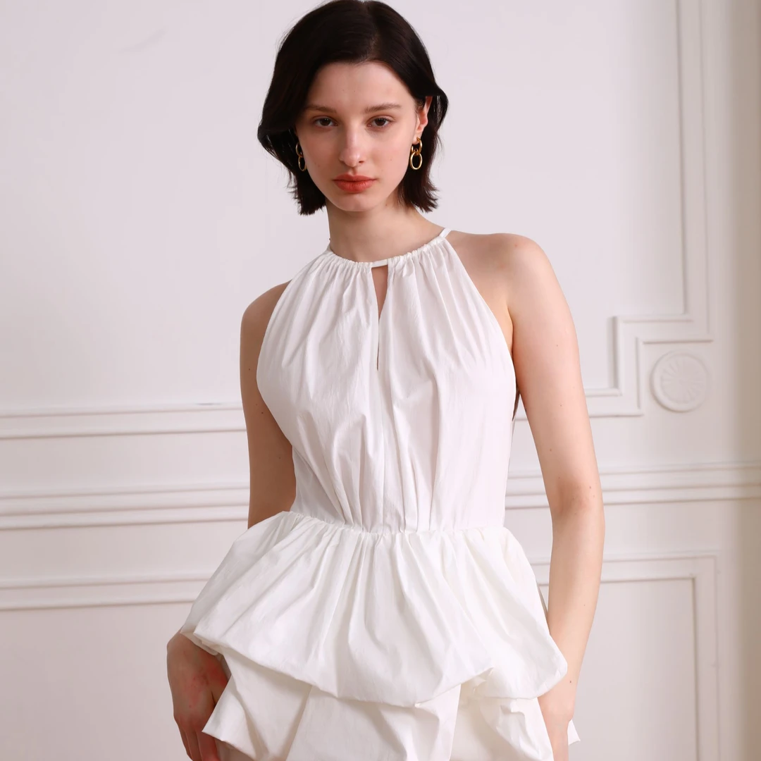 AEL原创设计感圆领时尚背心2024夏季新款个性背心连衣裙A4BC106