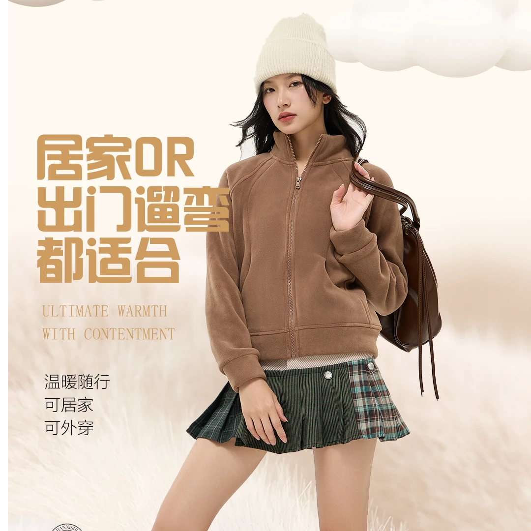 末帖/MOTIE女士街头风开襟秋冬休闲风雅诗短外套宽松冬季保暖外穿