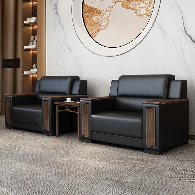 沙发办公室贵宾接待会议厅新中式商务会客洽谈区简约现代茶几组合