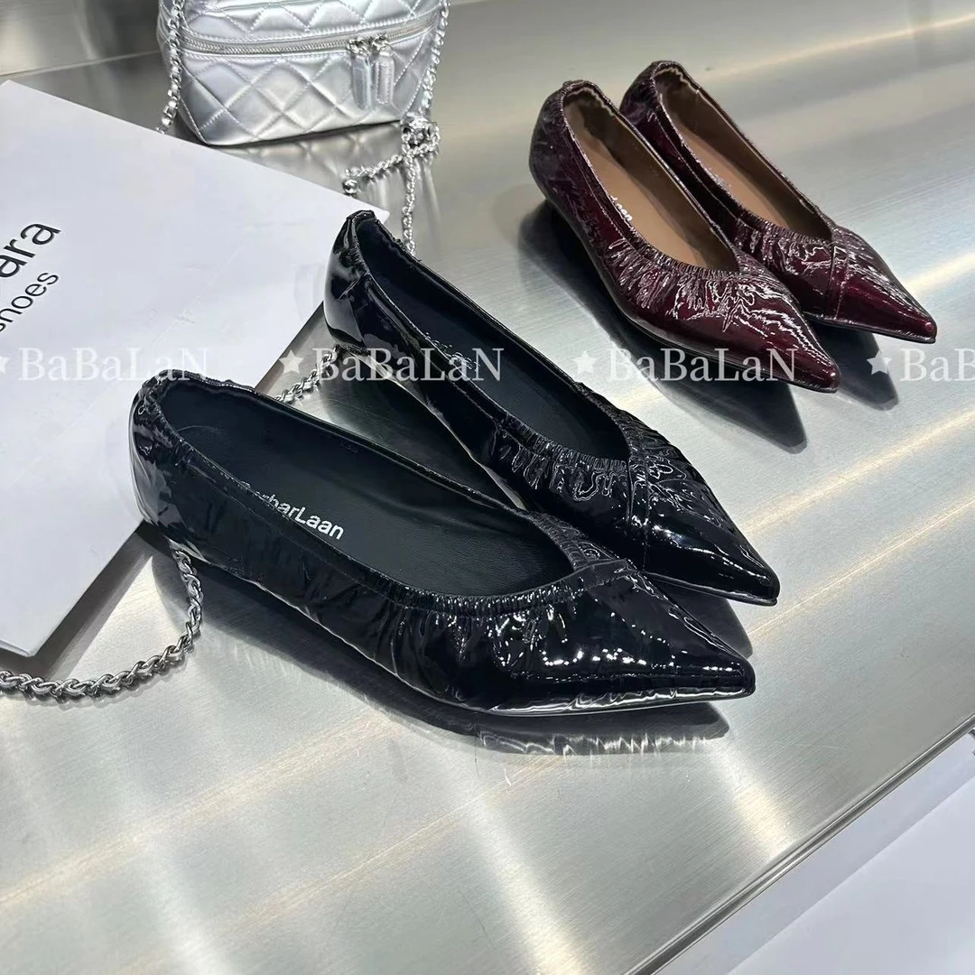 牛皮！高货安哥拉红色欧版浅口尖头V口百搭通勤气质款单鞋