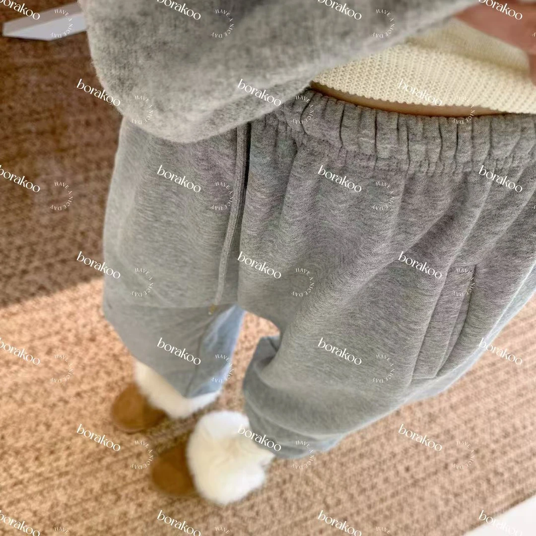 【BORAKOO】灰色斜插兜抽绳束脚休闲裤