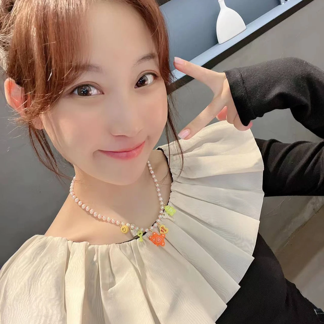 铁合金仿珍珠项链 【BORAKOO】【东大门代购】橘色小熊珠珠项链