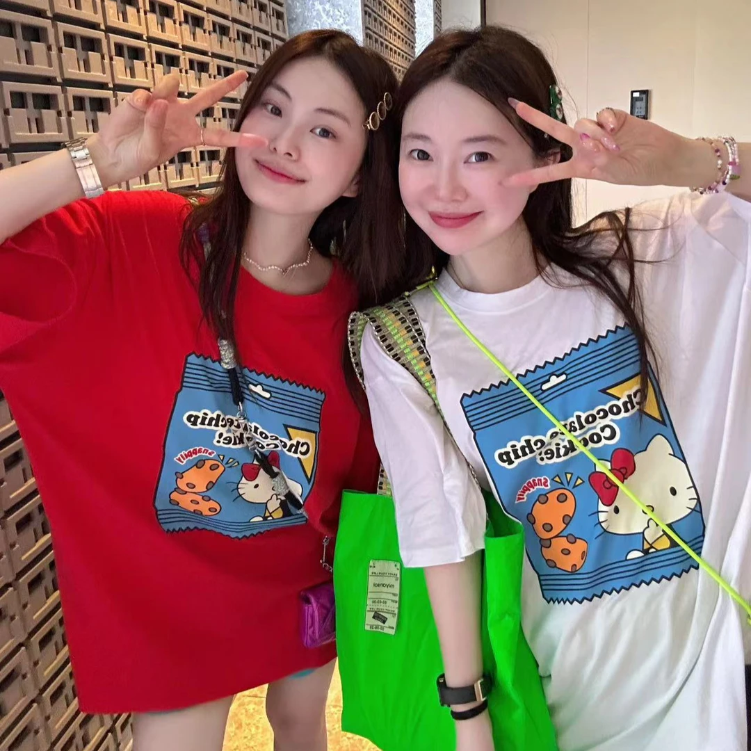 【BORAKOO】【现货】白两色曲奇KITTY~圆领短袖T