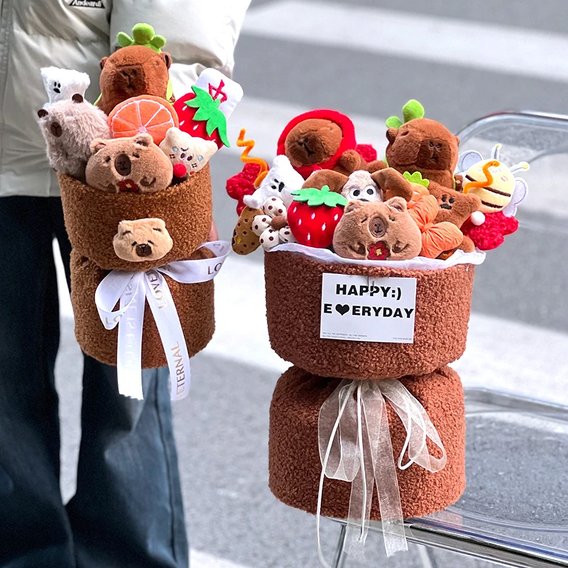 卡皮巴拉毛绒公仔玩偶花束创意圣诞节女生生日礼物可爱送女友闺蜜