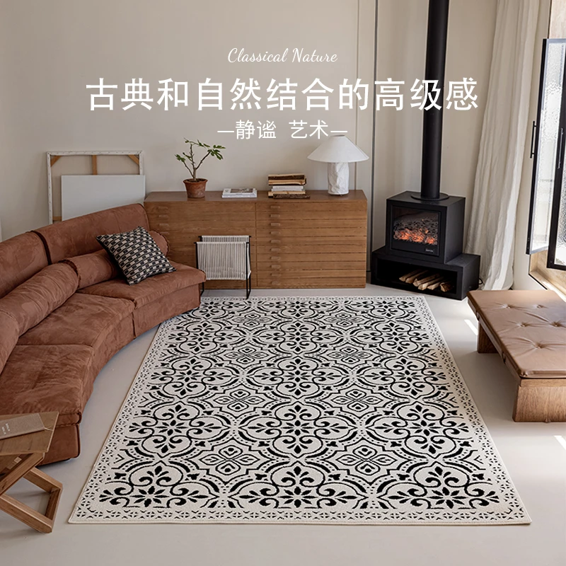 新中式防水轻奢高级地毯客厅新中式复古免洗可擦茶几垫卧室大面积