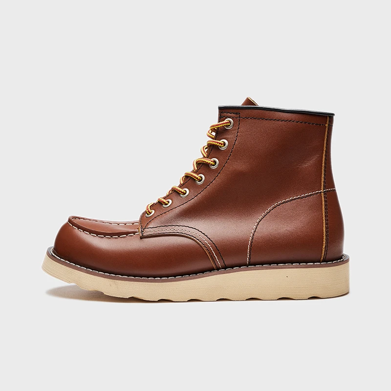阿美咔叽875工装靴男士牛皮厚底美式复古机车靴高帮潮流马丁靴子