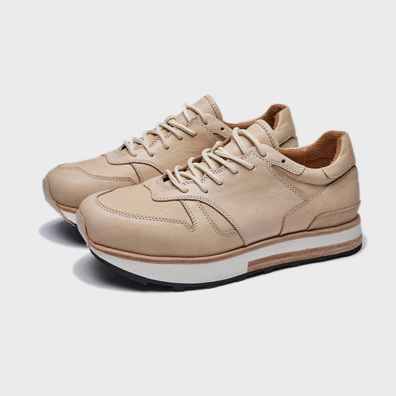 【皮革运动】原创马皮男士休闲老爹鞋复古百搭低帮原皮色阿甘鞋潮鞋