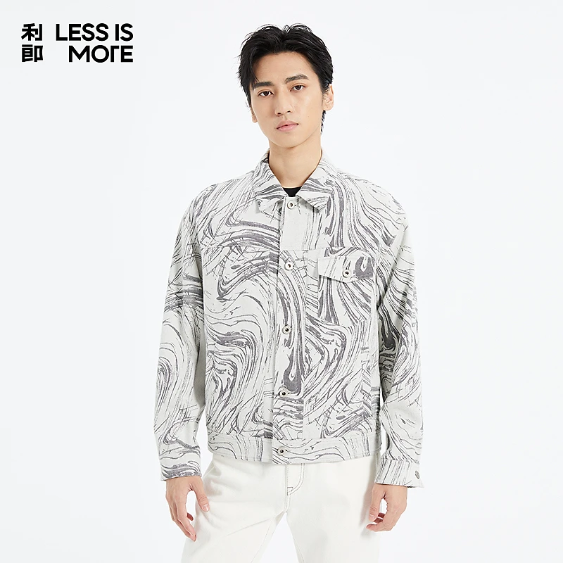 利郎[时尚印花]休闲时尚夹克春季通勤潮流印花外套男士