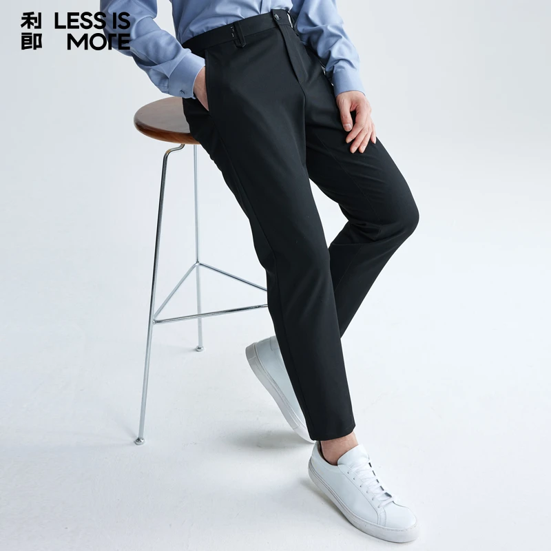 利郎【简约个性】秋季时尚细节品质修身亲肤利落舒适九分休闲裤男士