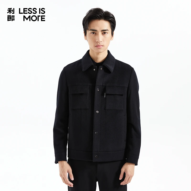 利郎LESSISMORE[厚实软糯]23年秋冬保暖毛呢时尚休闲舒适男士外套