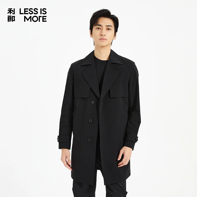 利郎[时尚休闲]男士中长款直筒型风衣轻熟风西装领休闲外套春季