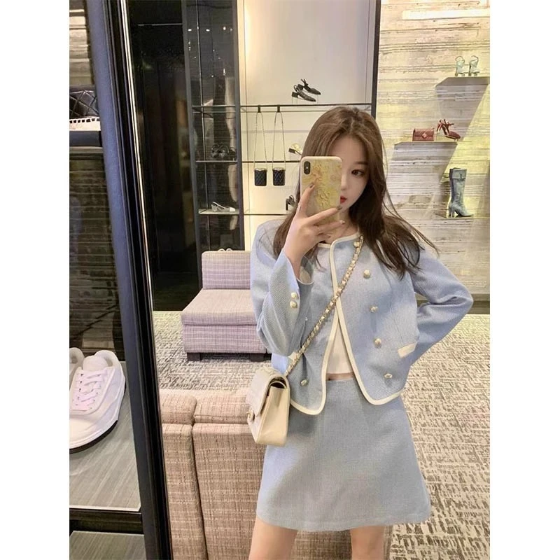 YBN6721高级感名媛小香风气质包臀裙职业两件套装轻奢秋季新款女