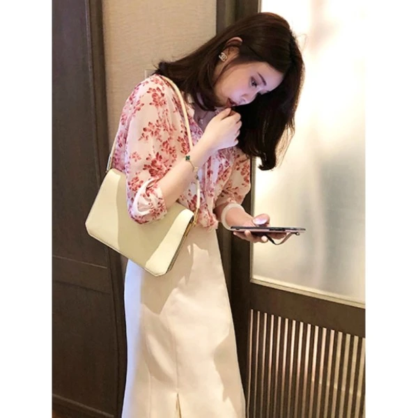 QDB3089夏季气质高级轻熟风时尚洋气时髦上衣女+半身裙两件套装女