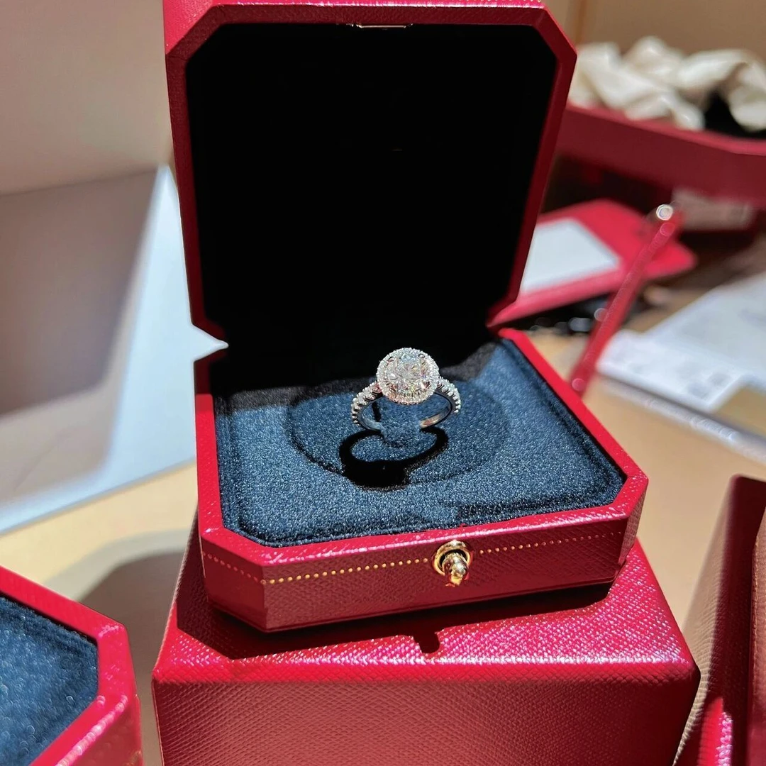 【圆包】0.5-5克拉/925银莫桑高端闭口女戒婚戒对戒情人节礼物