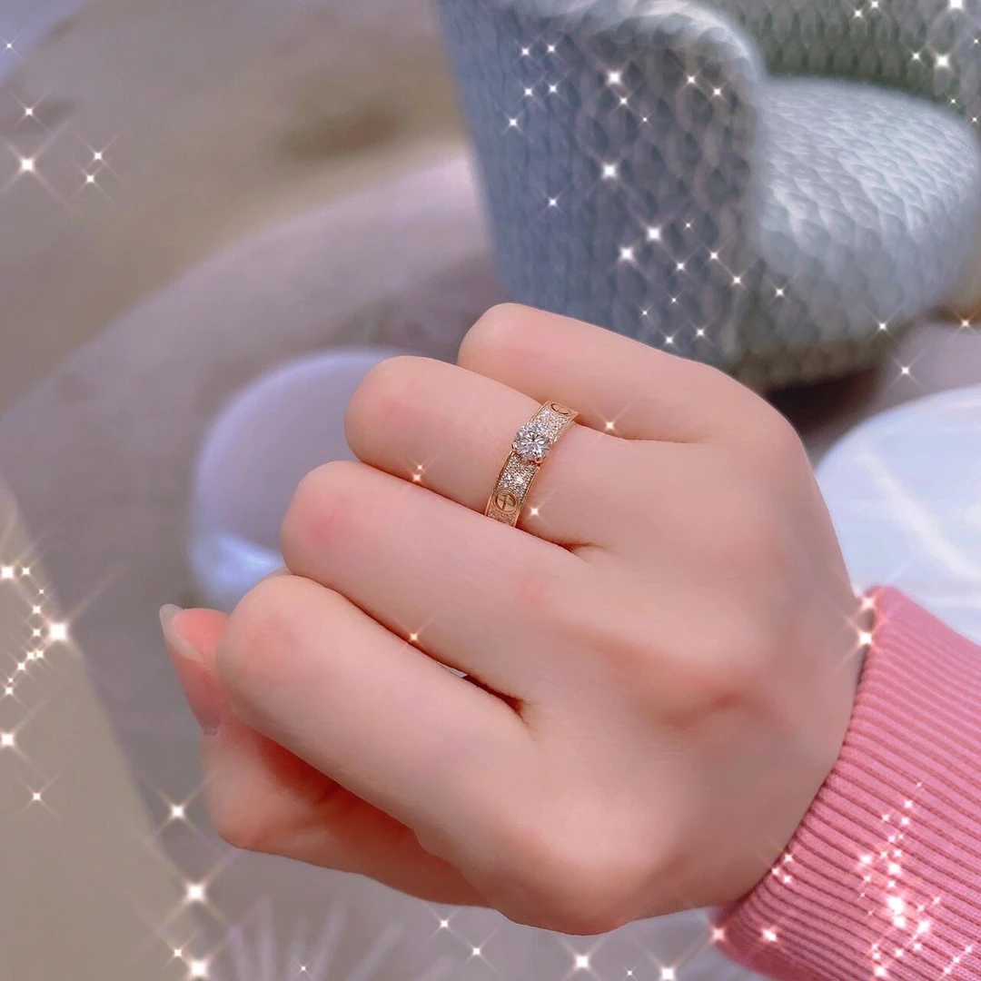 【星空指环】50分-1克拉/925银莫桑女戒豪镶婚戒