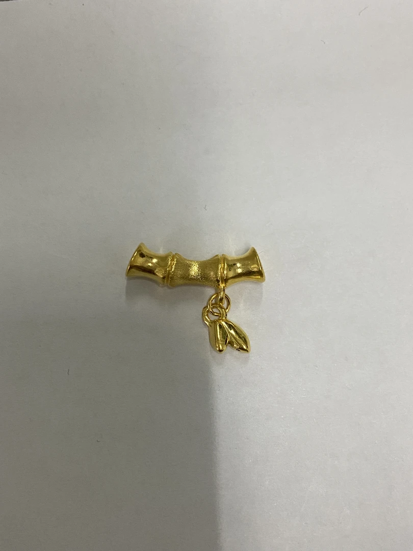 【金喜圆】足金 竹节带叶子中间拉丝0.48