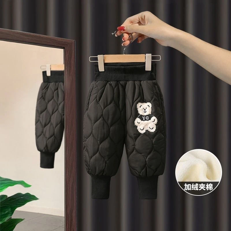 儿童棉裤三层加绒加厚女宝宝冬季外穿防风保暖裤中小童男孩长裤子