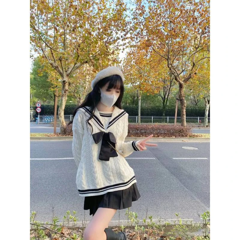 冬季新款套装女网红盐系炸街高级感学院风毛衣搭配百褶裙子两件套