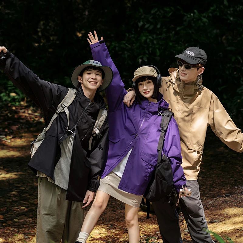 K2P-A367冲锋衣男女春秋季2024新款防风防水透气登山服夹克白色