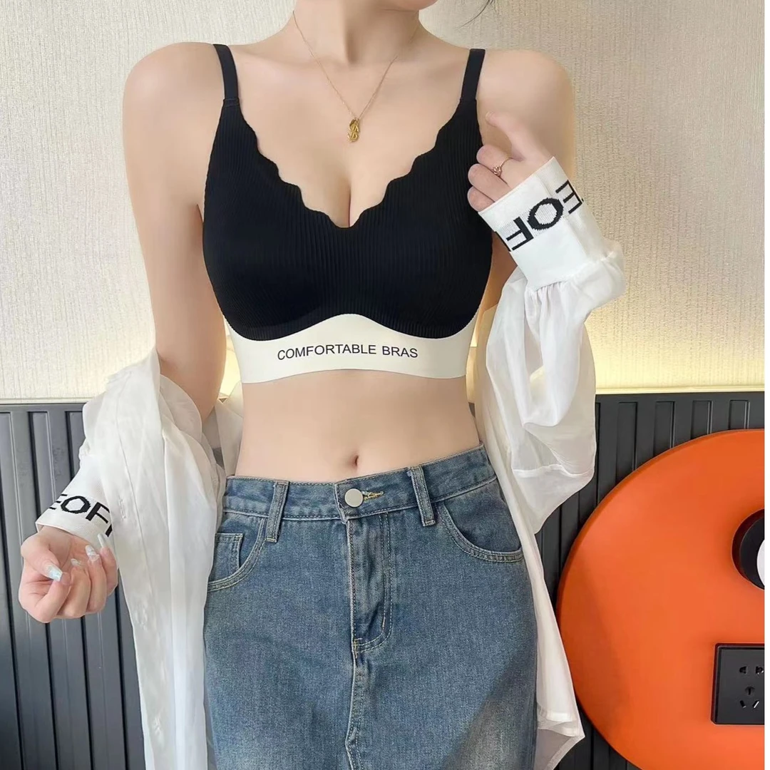Ufeel【防震聚拢】纯色文胸无痕固定杯无钢圈运动背心式女士内衣089