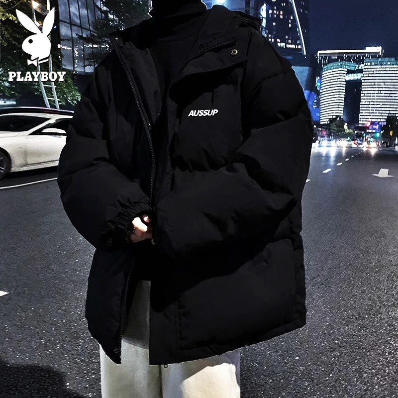 花花公子新款棉衣男冬季加厚棉袄外套韩版潮流宽松ins风面包棉服