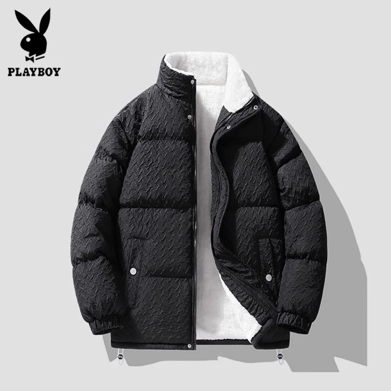 花花公子棉服男士冬季潮牌羊羔绒外套棉袄百搭冬装棉衣时尚宽松