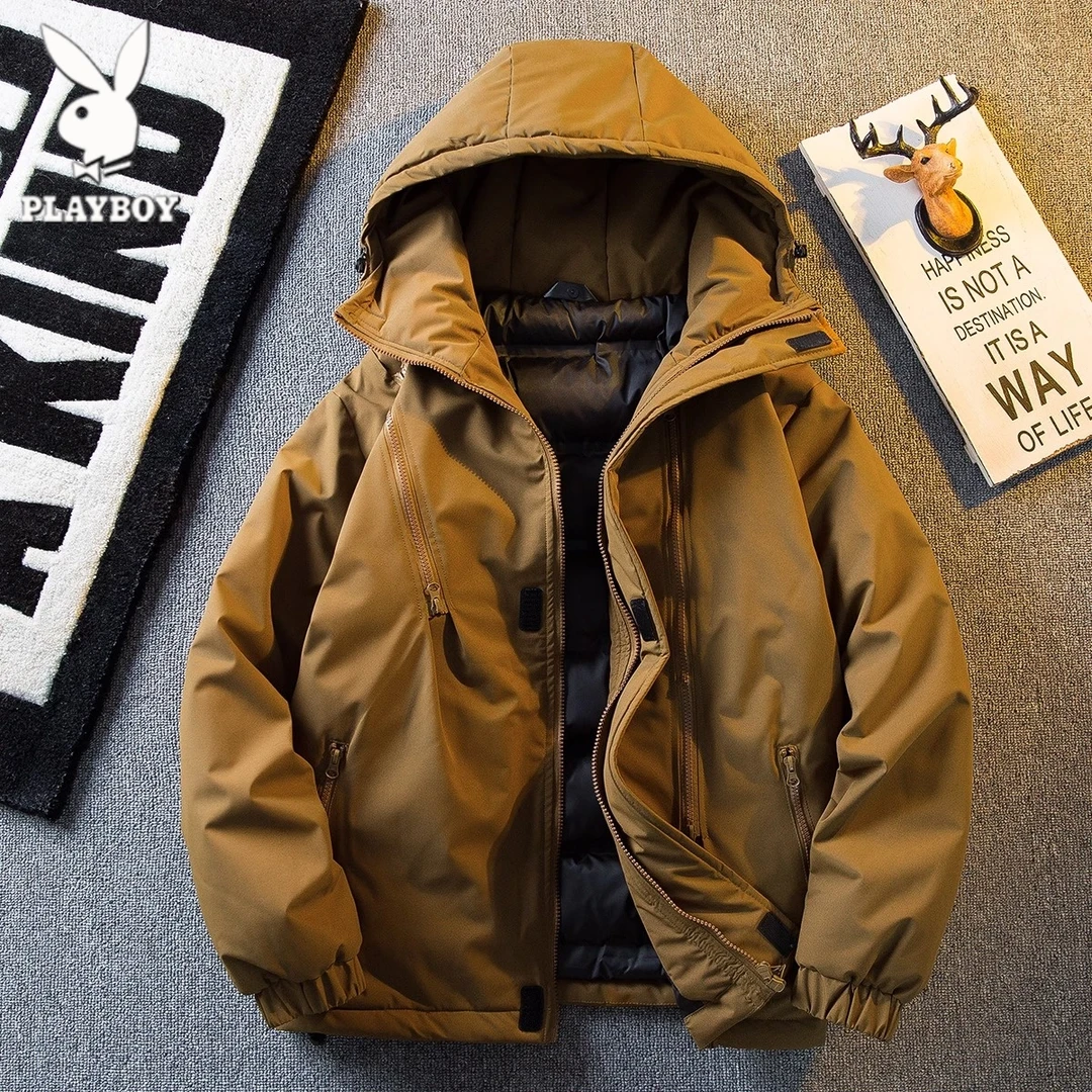 花花公子重磅夹棉加厚户外冲锋衣外套秋冬款男士保暖棉衣2025冬季