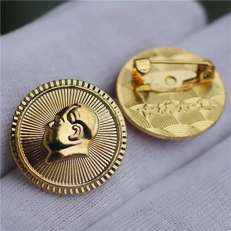 铁合金胸针 毛主席金黄头像胸章勋章针式徽章活动伟人纪念章男女