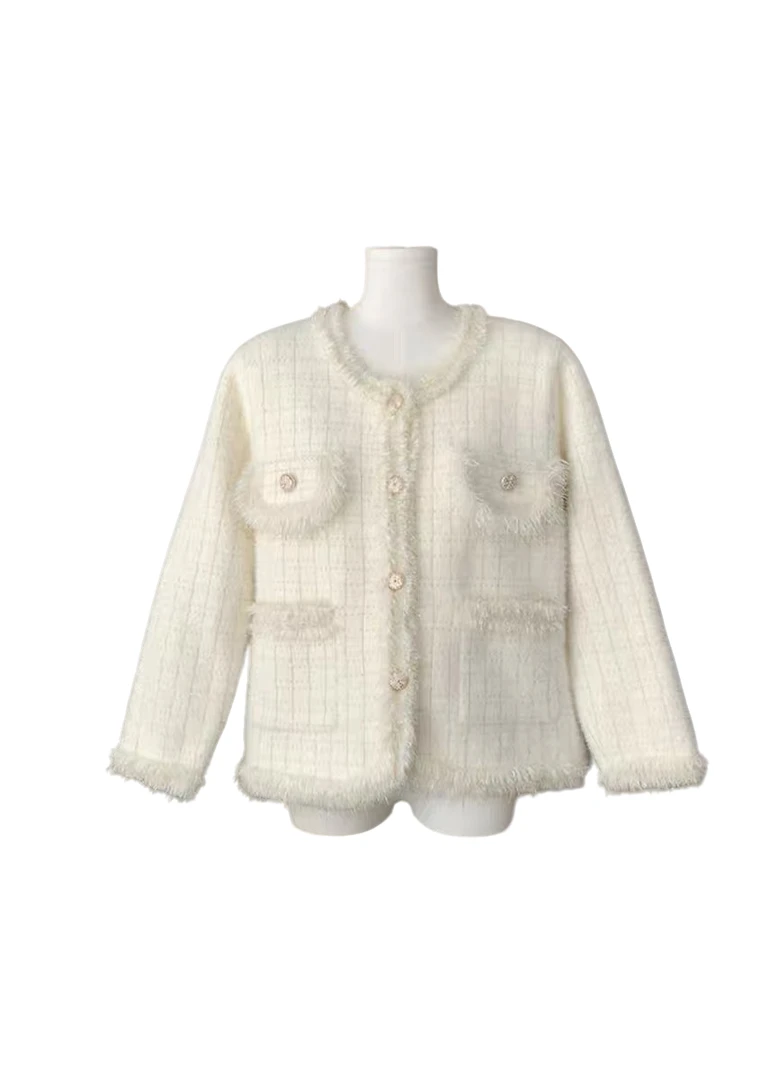 水貂绒小香风宽松女秋季2024新款气质韩版高级感轻熟风法式上衣