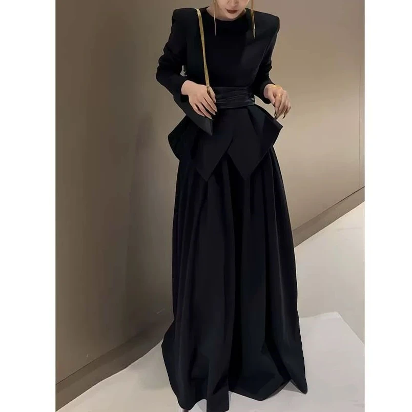 NICE圈圈、高级感套装纯欲不等式收腰上衣阔腿裤两件套A0027