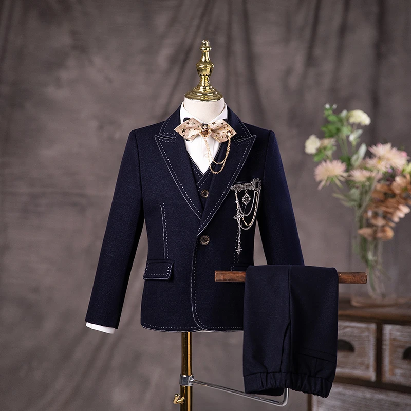 生南意秋冬洋气小西服男童帅气走秀西服套装男孩子生日主持人礼服
